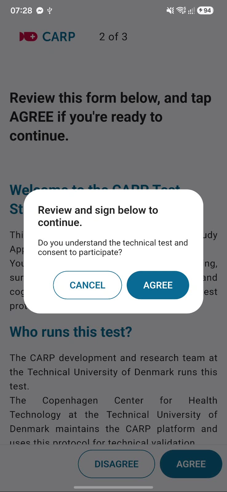 The confirmation: do you understand the test and consent to participate?