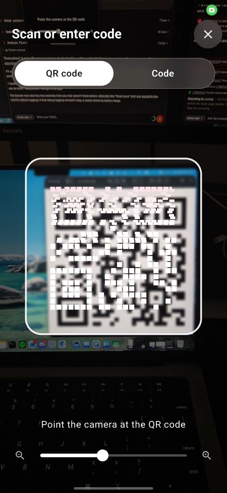 Scanning the study QR code